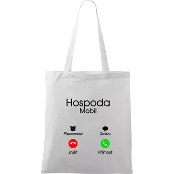 Nákupní taška Hospoda volá - Taška bavlněná - 42 x 38 cm ( Bílá )