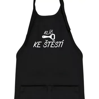 Kuchyňská zástěra Klíč ke štěstí otvírák - Dětská zástěra na vaření - Univerzální velikost ( Černá )