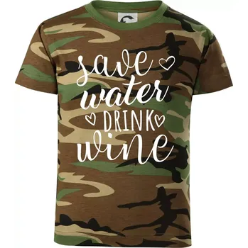 Save water drink wine - Dětské maskáčové triko - 104-110cm / 3-4 roky ( Hnědý maskáč )