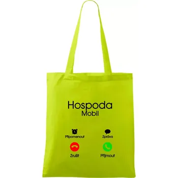Hospoda volá - Taška bavlněná - 42 x 38 cm ( Limetková )