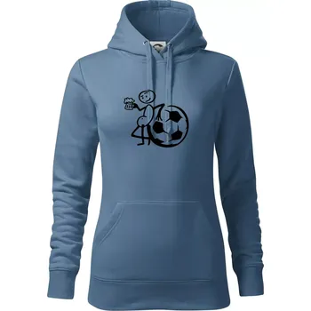 Dámská mikina Velký fotbalista - Mikina dámská Cape s kapucí - M ( Denim )