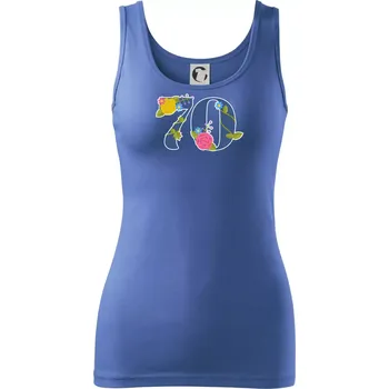 Dámské tričko Květinové číslo kreslené - 70 - Dámské tílko - 2XL ( Azurově modrá )