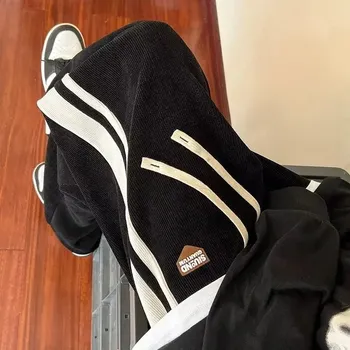 Pánské kalhoty Pánské manšestrové kalhoty – volný rovný střih retro Velikost: XL, Barva (Varianta): Black [counter quality]]