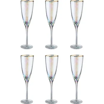 Sklenice Butlers SMERALDA Sada sklenic na šampaňské se zlatým okrajem 250 ml 6 ks