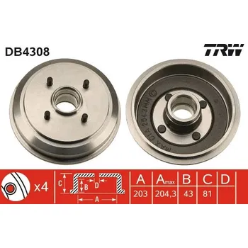 Brzdový buben Brzdový buben LUCAS DB4308