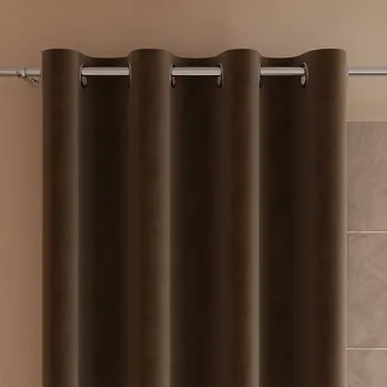 Dekorační velvet závěs s kroužky VELVI 002 hnědá 140x250 cm (cena za 1 kus) MyBestHome