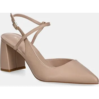 Dámské lodičky Kožené lodičky Aldo LAURA béžová barva, na podpatku, s odkrytou patou, 13728099 13728099.LAURA 80X, EUR 40