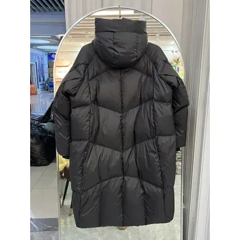 Dámská parka Dámská péřová bunda s kapucí – moderní styl, volný střih Velikost: ONE SIZE, Barva (Varianta): Black 50 down