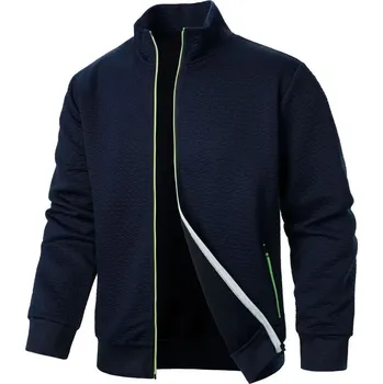 Pánská mikina Pánská mikina na zip bez kapuce v kontrastním stylu Barva: Tmavě Modrá, Velikost: L