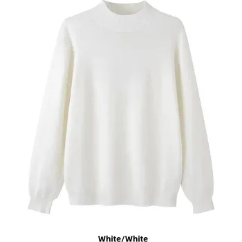 Pánský svetr Zimní pánský rolák – měkký svetr s volným střihem Barva: Bílá, Velikost: 4XL