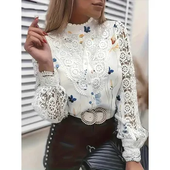 Dámská halenka Dámská ažurová halenka s prolamovaným vzorem Velikost: M, Barva (Varianta): květovaná