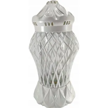 Svíčka HŘBITOVNÍ SVÍČKA na hrob lucerna lampa na hřbitov karo BÍLÁ