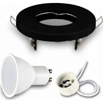 Zápustné halogenové svítidlo IP44 černé do koupelny, podhled + LED žárovka GU10 7W 3000K