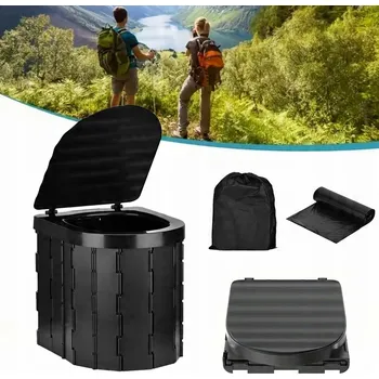 Chemické WC TURISTICKÁ TOALETA PŘENOSNÁ KEMPINGOVÁ MOBILNÍ WC NA POZEMEK POD STAN Černá
