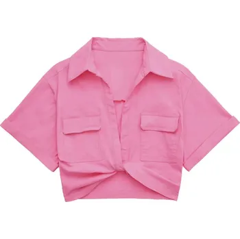 Dámská košile Dámský krátký top ve stylu košile s kapsami Velikost: XS, Barva (Varianta): HH LS1376F