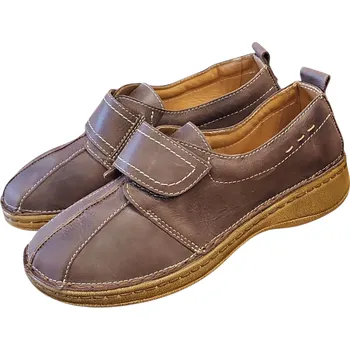 Dámské polobotky 6301/I. - 40 zdravotní kožené hnědé polobotky s podporami kleneb nožních, suchý zip 37