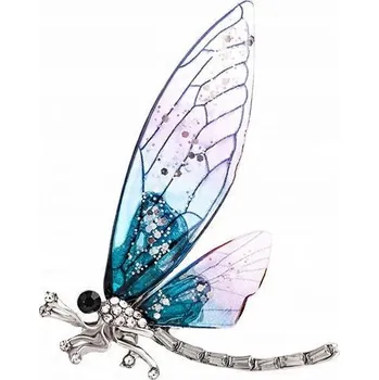 Brož PINETS vážka s barevnými křídly brož