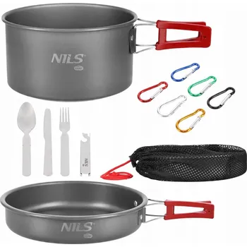 Hrnec Turistické nádobí Hrnec 1,4 L + Pánev 1,6 L + Příbory + Karabiny