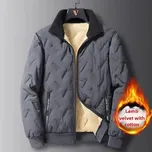 Pánský vatovaný kabát z vlny s fleecovou podšívkou Barva: Šedá, Velikost: 3XL