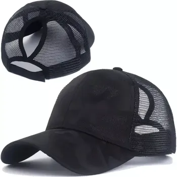 Kšiltovka Síťovaná kšiltovka s otvorem pro culík - ČERNÁ (Značka: RUNSEN)