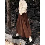 Dámská sukně s vysokým pasem a výšivkou Barva: Hnědá, Velikost: L