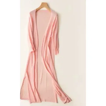 Dámský svetr Dlouhý kardigan s dlouhým rukávem Barva: Růžová, Velikost: L