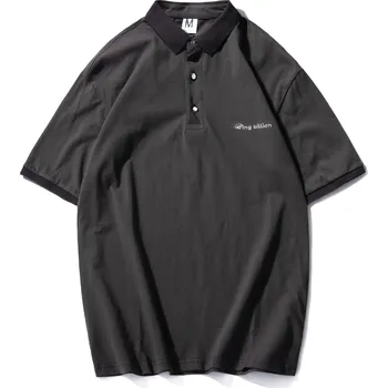 Pánské tričko Pánské bavlněné tričko s límečkem a knoflíky Barva: Tmavě Šedá, Velikost: M