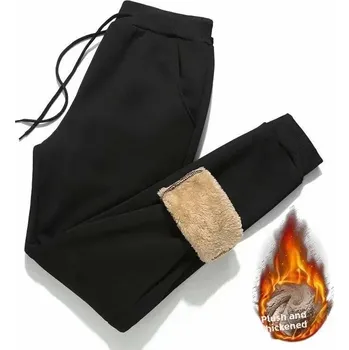 Pánské kalhoty Pánské prošívané sportovní kalhoty – zimní zateplený styl Velikost: L, Barva (Varianta): [Lambswool pants]-Black