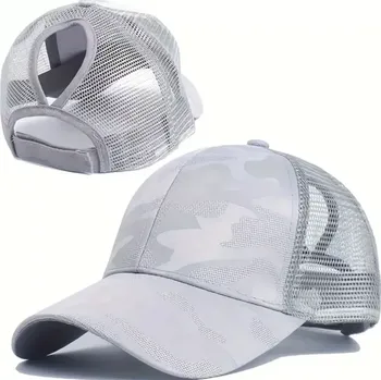 Kšiltovka Síťovaná kšiltovka s otvorem pro culík - ŠEDÁ (Značka: RUNSEN)