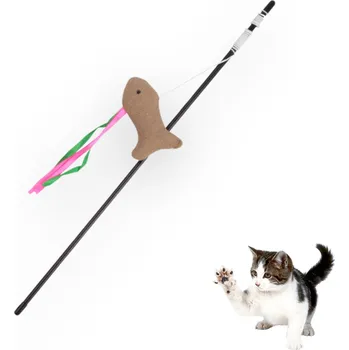 Hračka pro kočku Rybářský HRAČKA Nunbell pro kočky INTERAKTIVNÍ PRO KOČKY PRUT PRO KOČKY S RYBAMI A PÁSKAMI 47 CM 2