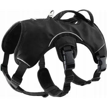 Postroj pro psa Černé, pevné, sportovní postroje proti úniku pro malého psa HUGGY DOGGY XS