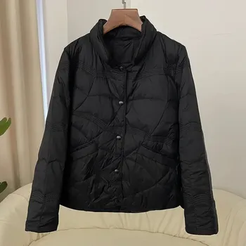 Dámská parka Dámská zimní prošívaná bunda s knoflíky Barva: Černá, Velikost: M