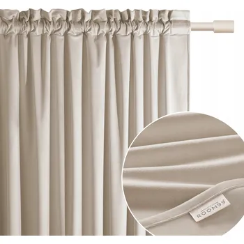 Obraz Hotový závěs VELUR velurová na pásce žabky 140x250 Bianca béžová světlá