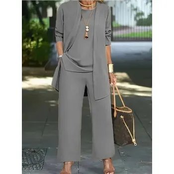 Třídílný komplet - elegantní volnočasová souprava Barva: Šedá, Velikost: 3XL