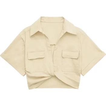 Dámská košile Dámský krátký top ve stylu košile s kapsami Velikost: S, Barva (Varianta): HH LS1376K