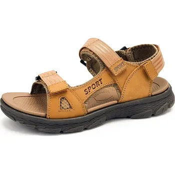 Dámské sandále Pánské kožené sandály na léto Barva: Žlutá, Velikost: 44