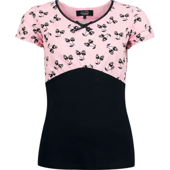 Tričko Rock z Rock Rebel by EMP - Tričko s potiskem s lebkou - Ženy - cerná/ružová
