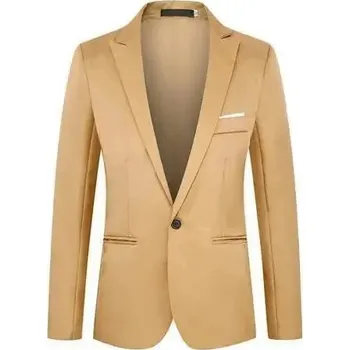 Pánské sako v moderním střihu s jedním zapínáním Barva: Khaki, Velikost: XL