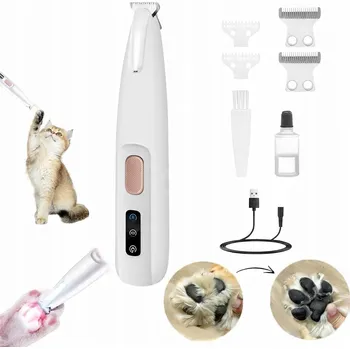 Kosmetika pro psa STRÍHAČ ZVÍŘECÍCH TLAPEK PRO PSY A KOČKY, TICHÝ, S LED OSVĚTLENÍM, VODĚODOLNÝ