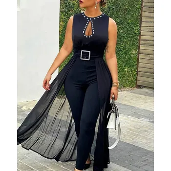 Dámský overall elegantní overal bez rukávů na společenské události Barva: Barevná, Velikost: S