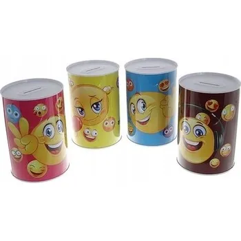 Pokladnička Kovová pokladnička smajlíci MODRÁ ZA328