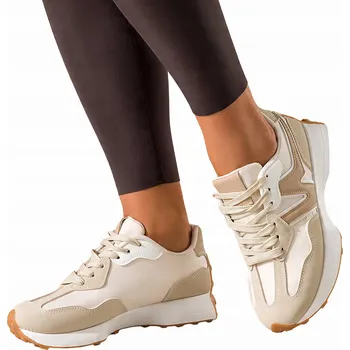 Dámské tenisky TENISKY Béžové Dámské SPORTOVNÍ Šněrovací Béžové Vložky Platforma vel. 40