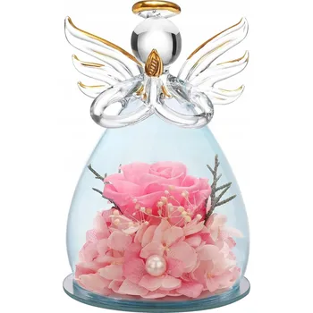 umělá květina Konzervovaná růže ve skle růžová