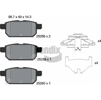 Brzdová destička Sada brzdových destiček, kotoučová brzda BENDIX Braking BPD2240