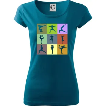 Dámské tričko Yoga abeceda - Dámské triko Pure - S ( Petrolejová )