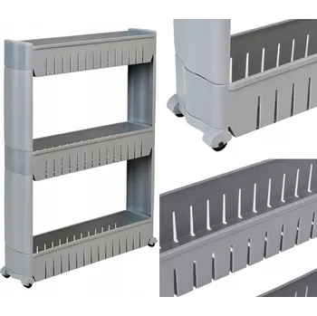 Koupelnový nábytek Koupelnová police Gockowiak šedá volně stojící na kolečkách, 3 patra