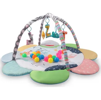 Koberec Hrací podložka TinyMini JL639-2A 2v1 s květinovou zoo