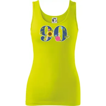 Květinové číslo kreslené - 90 - Dámské tílko - S ( Limetková )