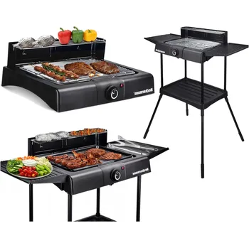 Zahradní gril ELEKTRICKÝ GRIL STOJÍCÍ 3v1 Zahradní gril stojanový na balkon terasu 2400 W