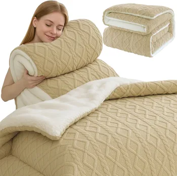 přikrývka PŘIKRÝVKA TEPLÁ ZIMNÍ NADÝCHANÁ 200X230 TLUSTÁ DEKA OBOUSTRANNÁ BERÁNEK 5,2 KG